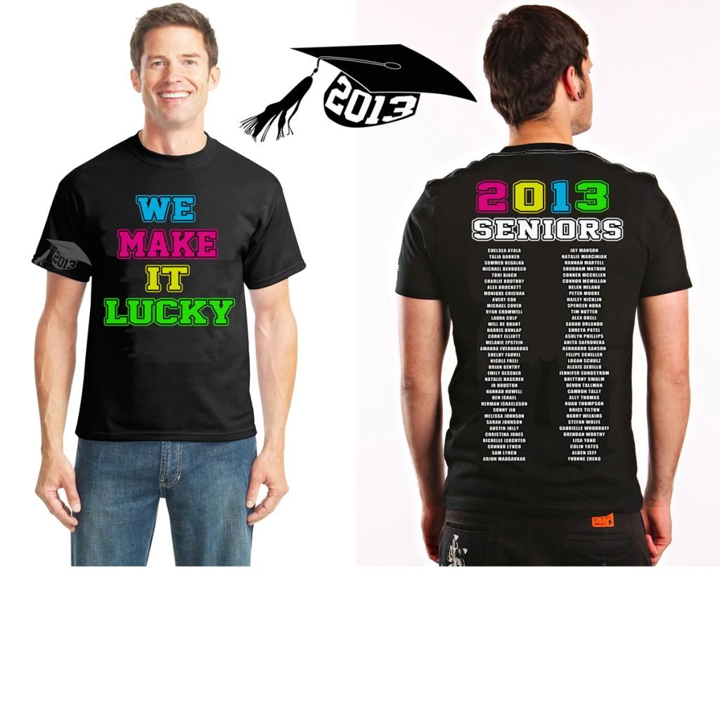 After a long debate, the seniors decided on this design for their class spirit shirt.