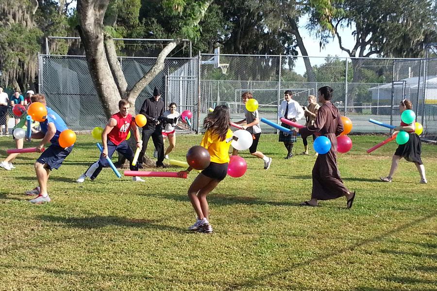 Noodleation is a Saint Stephens tradition; in this event, students use pool noodles to destroy their opponents balloons.