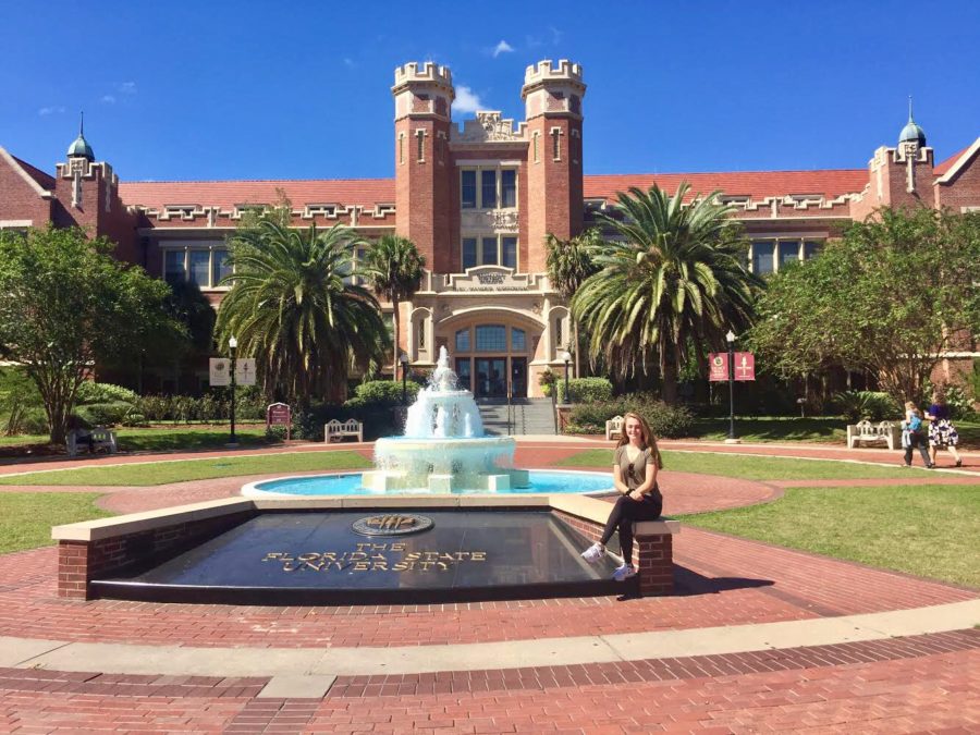 On College Weekend, junior Zoey Block, along with many of her peers, visited colleges around the country.  Here she is at Florida State University, one of Americas finest institutions.