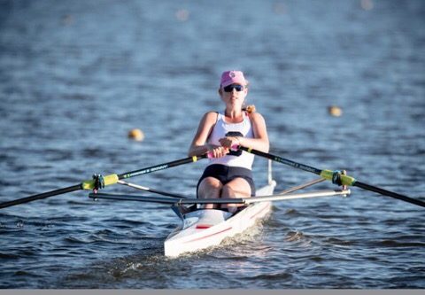 Senior Caitlin Lynch competes in the 2017 world rowing championship