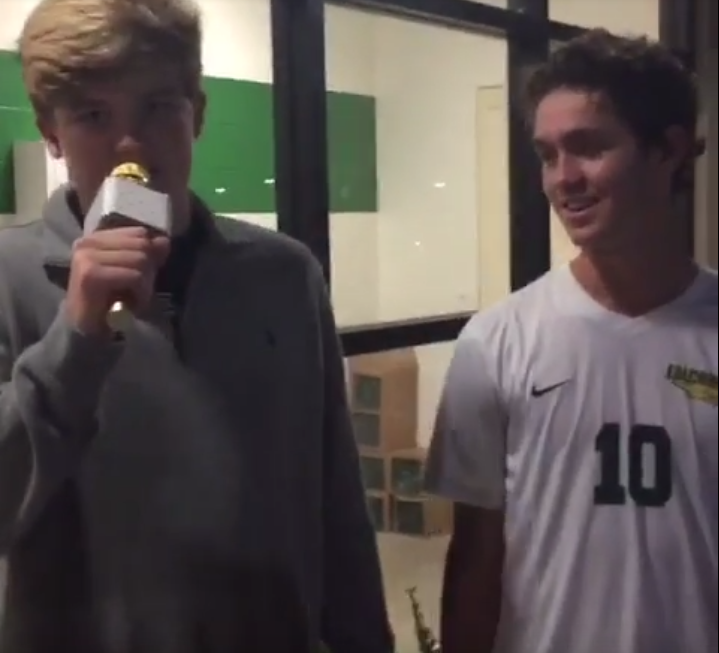 Ty Barker interviews striker Noah LeBelle following last night's boys soccer tie against Riverview.