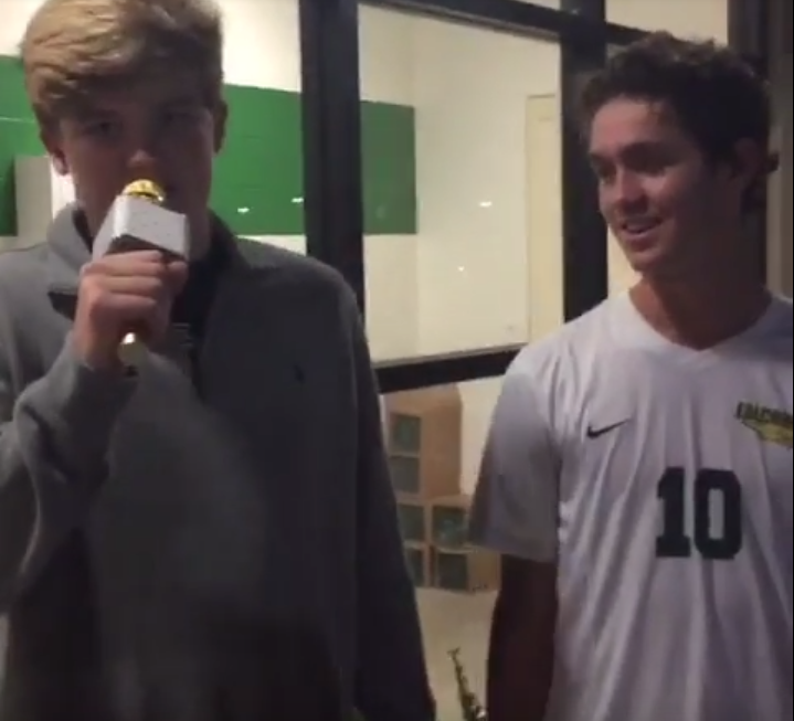 Ty+Barker+interviews+striker+Noah+LeBelle+following+last+nights+boys+soccer+tie+against+Riverview.