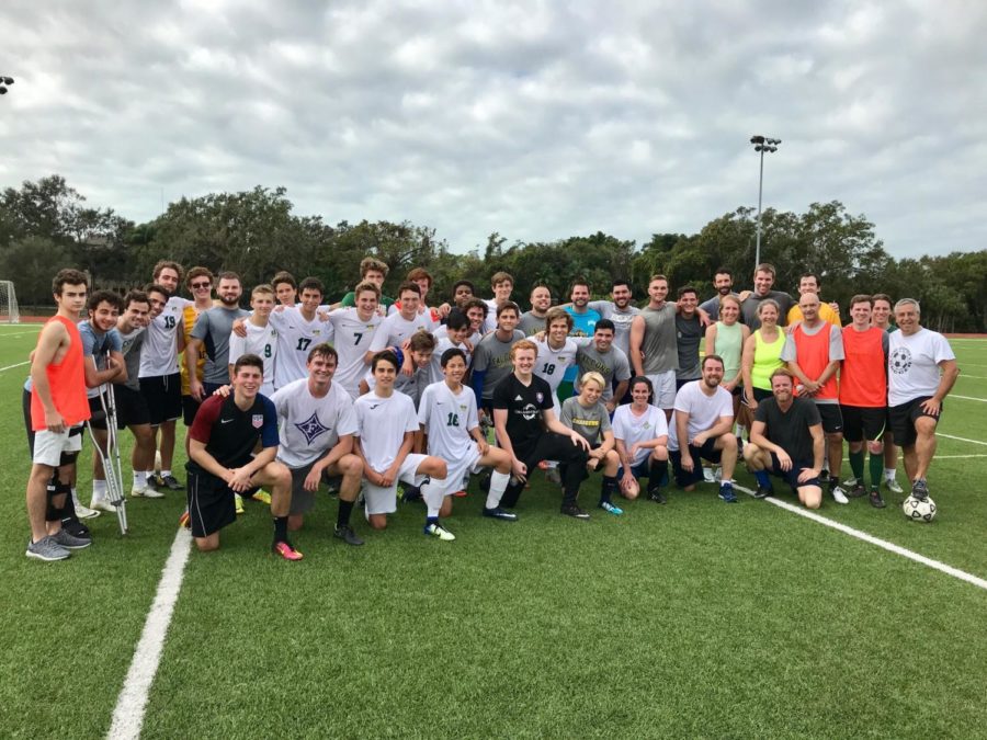 Alumni players return for fiery soccer game over break