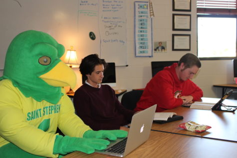 Freddy Falcon types his notes on his Mac Book during an English lecture yesterday. 