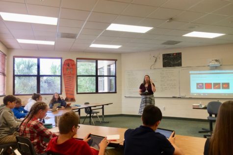 Mrs. Paleczny gives guidelines for a powerpoint project to her World History 1 class.