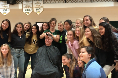 Varsity soccer coach shaves head at Fall Sports Awards