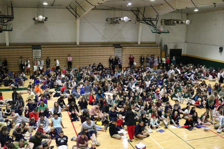 The whole school gathers in the gym to celebrate the Water is Life  movement.
