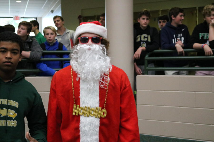 Cam Vining 20 in full Santa regalia.