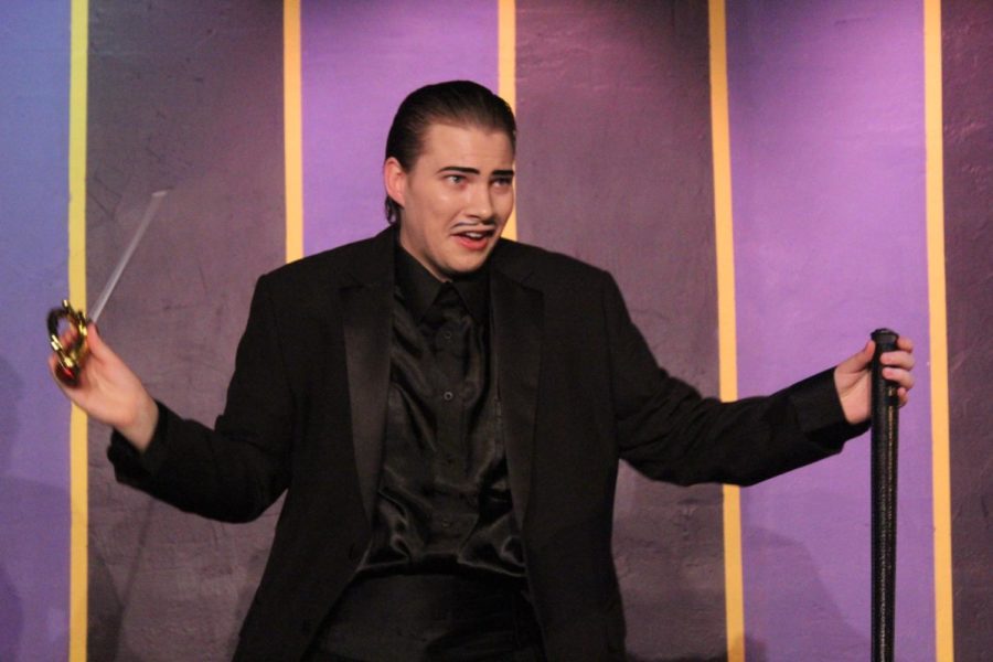 Dylan Zoller shows the audience his acting skills on the opening night of the Addams Family Musical.