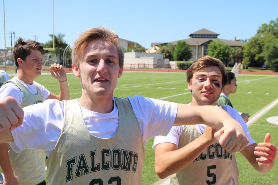 Seniors Jim Class, Ben Tobio, and Dalton Francis getting hyped