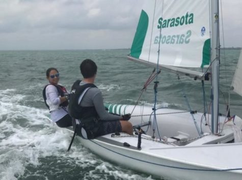 Senior JJ Smith out sailing the deep blue sea.  She also heads the Sailing Club here at Saint Stephen's. 