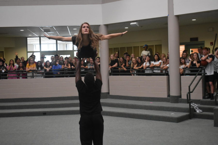 Senior Demi Harms is lifted by senior Trystan Brown during their intimate Time of my Life dance.