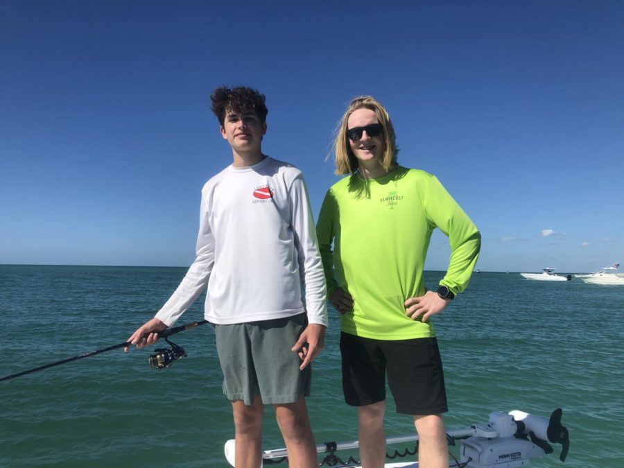 Sophomore Dillon Ogle took his Danish student out on a fishing trip in the gulf. 