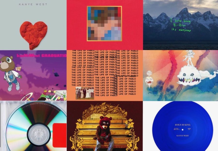 Throughout the years, Kanye West has released many different albums.  On the bottom right is his latest, JESUS IS KING.
