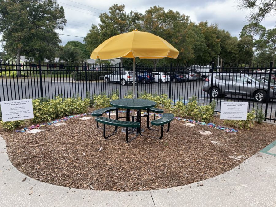 Saint Stephens first Kindness Rocks garden, located outside of the intermediate school, is now in full swing.  Soon, students and staff will be able to give and take from the garden.   