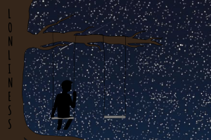 This art work by Gauntlet Staff Writer Evanthia Stirou showcases a young boy sitting alone on a swing suffering from chronic loneliness. 