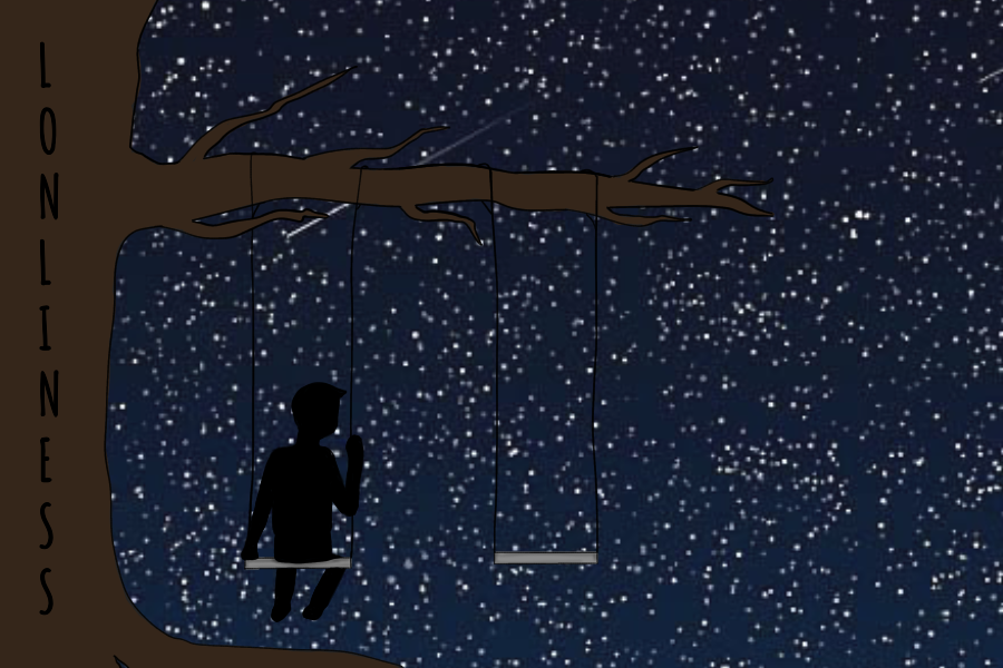 This art work by Gauntlet Staff Writer Evanthia Stirou showcases a young boy sitting alone on a swing suffering from chronic loneliness. 