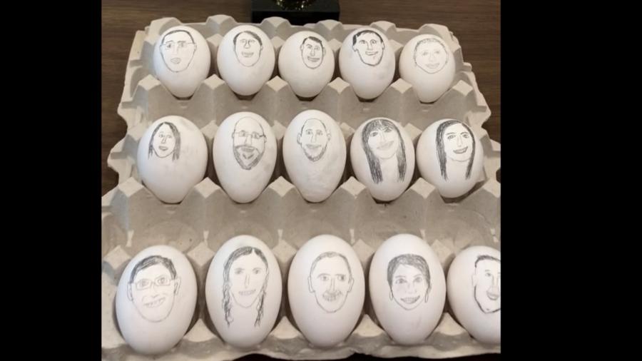 Faculty eggs line up in anticipation of the upcoming battle to see who is the most EggCellent faculty member. Who will win?