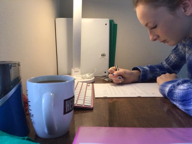 Audrey dives into math, but first a cup of Joe