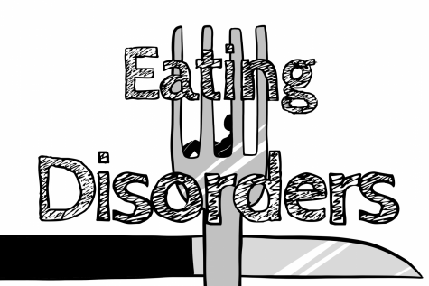 Original art by staff artist, Evanthia Stirou, displaying the dangers of eating disorders. 