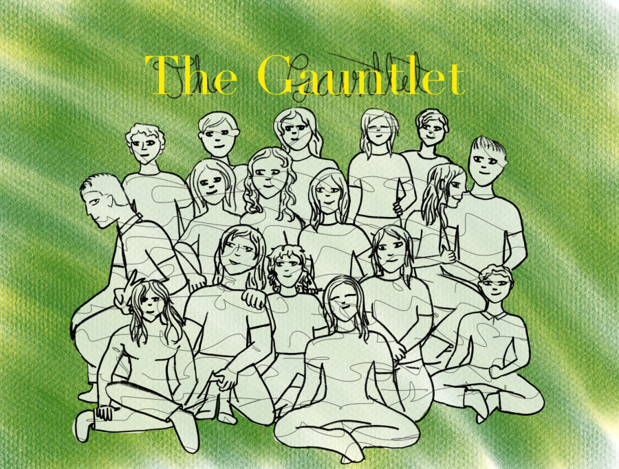 The 2020-2021 Gauntlet staff, as depicted by Sarabeth Wester.