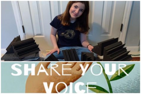 This image displays Cassidy Miller, a Saint Stephens freshman and a gauntlet staff writer, above her podcast Share Your Voice
