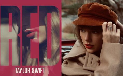 Red original album cover shown on left and Red (Taylors version) shown on right display the evolution of Taylor Swifts music. 