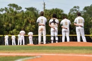 the 2022 Falcon baseball team just before playing the last game of the season.  