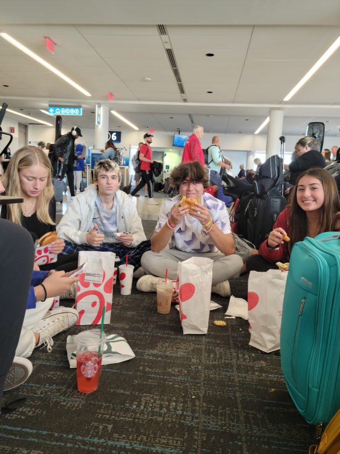 After an enriching experience in Spain, these Spanish 6 Honors students were ready to come home and indulge in Chick-Fil-A sandwiches.