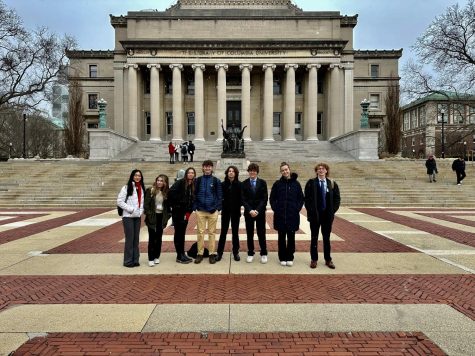 The CMUNCE team standing in front of the Low Memorial Library. (Joshua Sket)