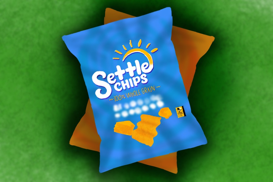 A twist on a sun chips to show my distain for the snack . Art by Gauntlet Creative Director, Sarabeth Wester. 