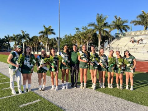The 11 girls lacrosse players were honored yesterday evening at Senior Night.