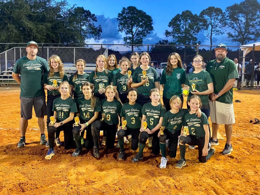 Senior Sarabeth Wester (standing, far right) was Team Manager for the U-12 softball team that won the Palma Sola Park championship.  The girls were a major underdog... Until Wester stepped up. 