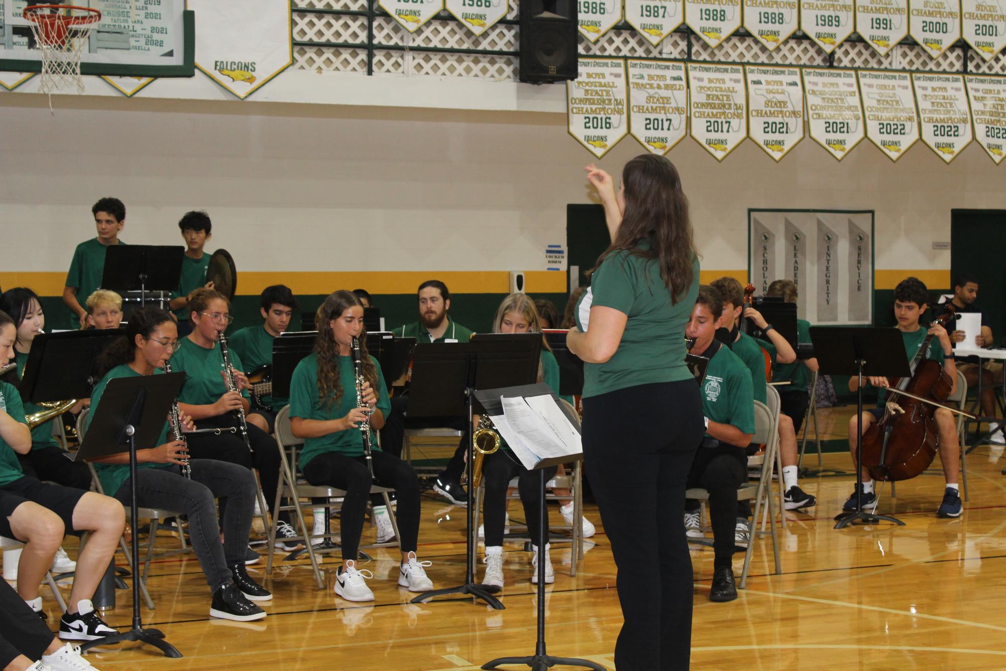 The Upper School band led by Mrs. Hambrick.