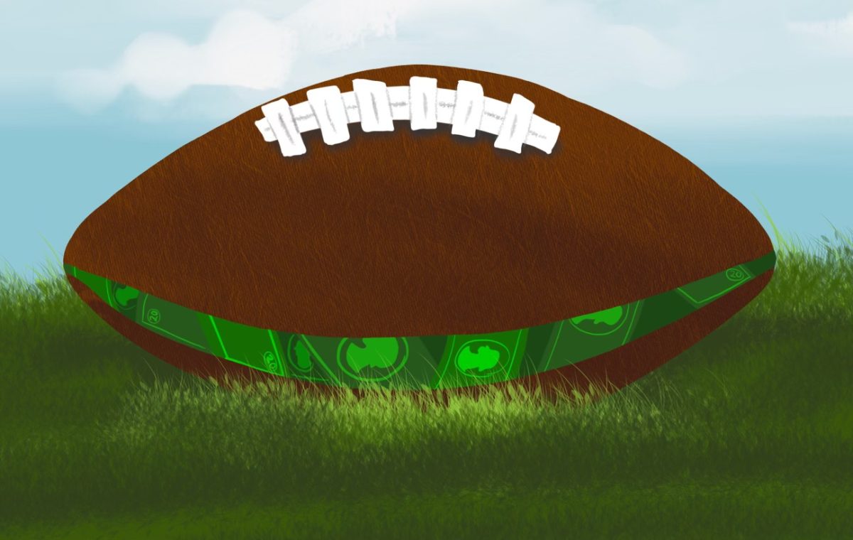 The greed from the NCAA has plagued college football. Art by Sarabeth Wester.