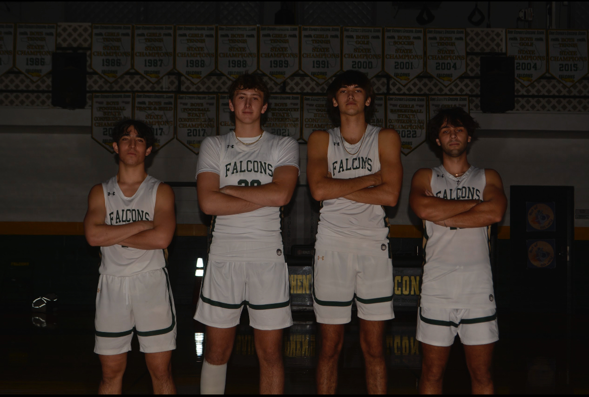 Seniors Cade Walters, Will Deprenger, Nick Yatros, and Jackson Sisler pose for the camera