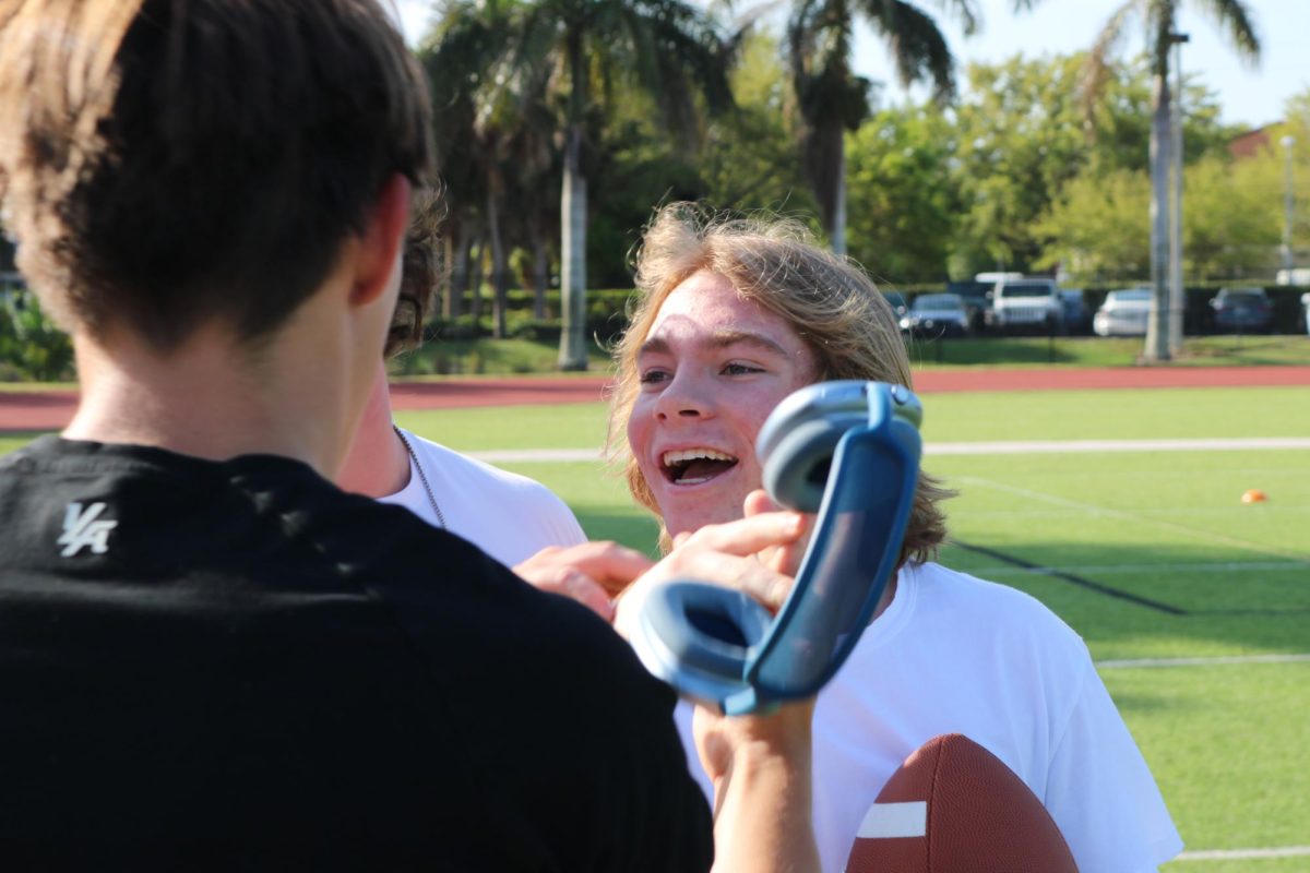 Junior Jack Horn is confronted by senior Caleb Bosek about his coaching tactics. 