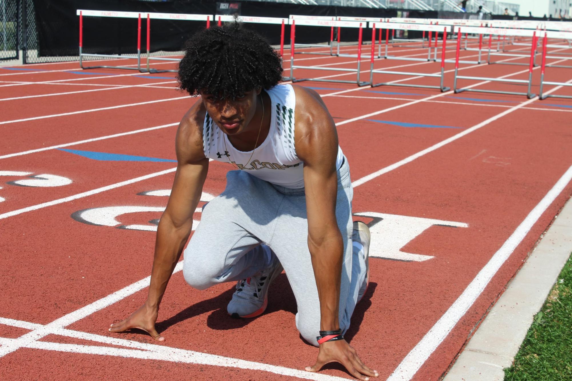 Sanjay getting set to run a fast race.