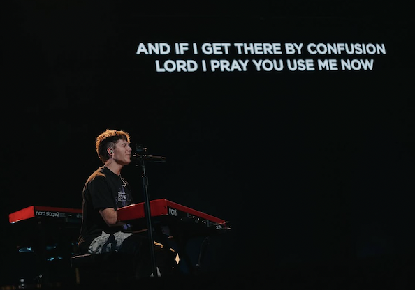 My cousin Judah Cox performs "Hometown," a song he wrote in the wake of the shooting, at Flatirons Community Church in Lafayette, Colorado. Photo credit: Flatirons Community Church